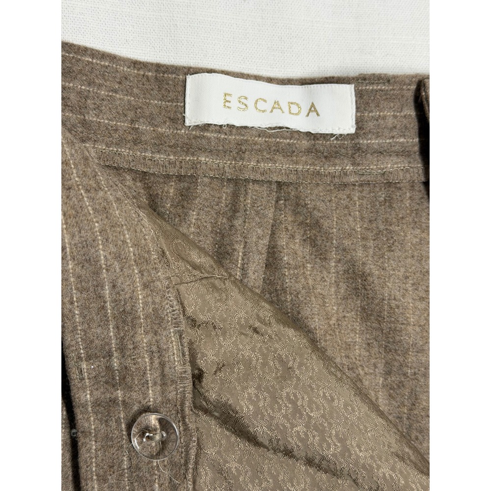 ESCADA Vintage Beige Pinstripe Pure New Wool High Rise Straight Leg Trousers, 30 - Picture 6 of 8